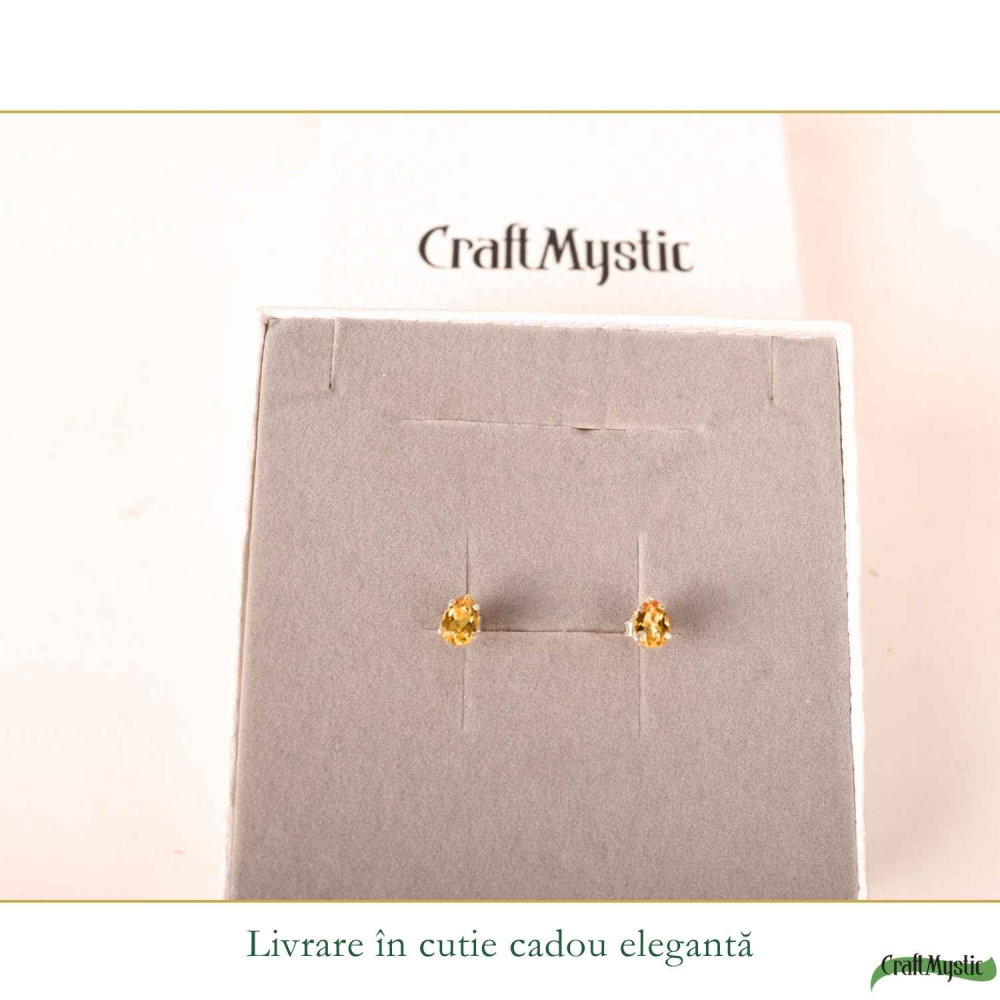 Cercei Argint 925 cu Citrin Fatetat Lacrima – Energie Pozitiva si Echilibru [6]