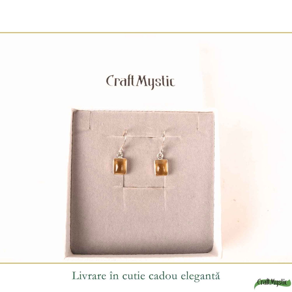 Cercei Argint 925 cu Citrin Dreptunghiular – Energie Pozitiva si incredere [6]