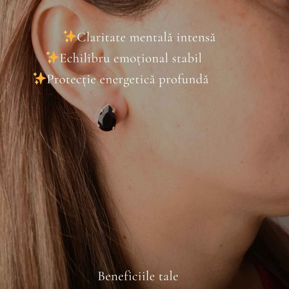 Cercei Argint 925 cu Obsidian Natural in Forma de Lacrima – Protectie si Eleganta [3]
