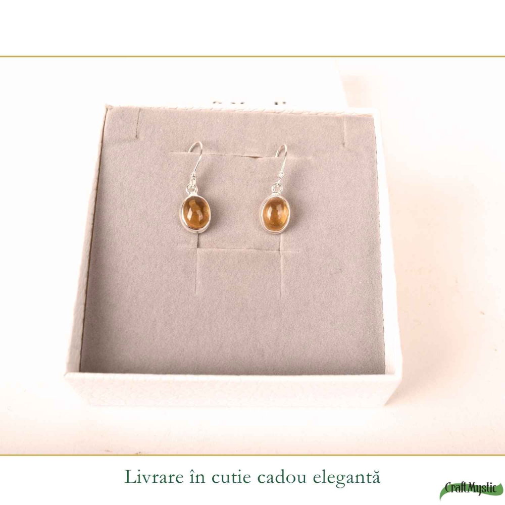 Cercei Argint 925 cu Citrin Oval – Energie Pozitiva si Echilibru Interior [6]
