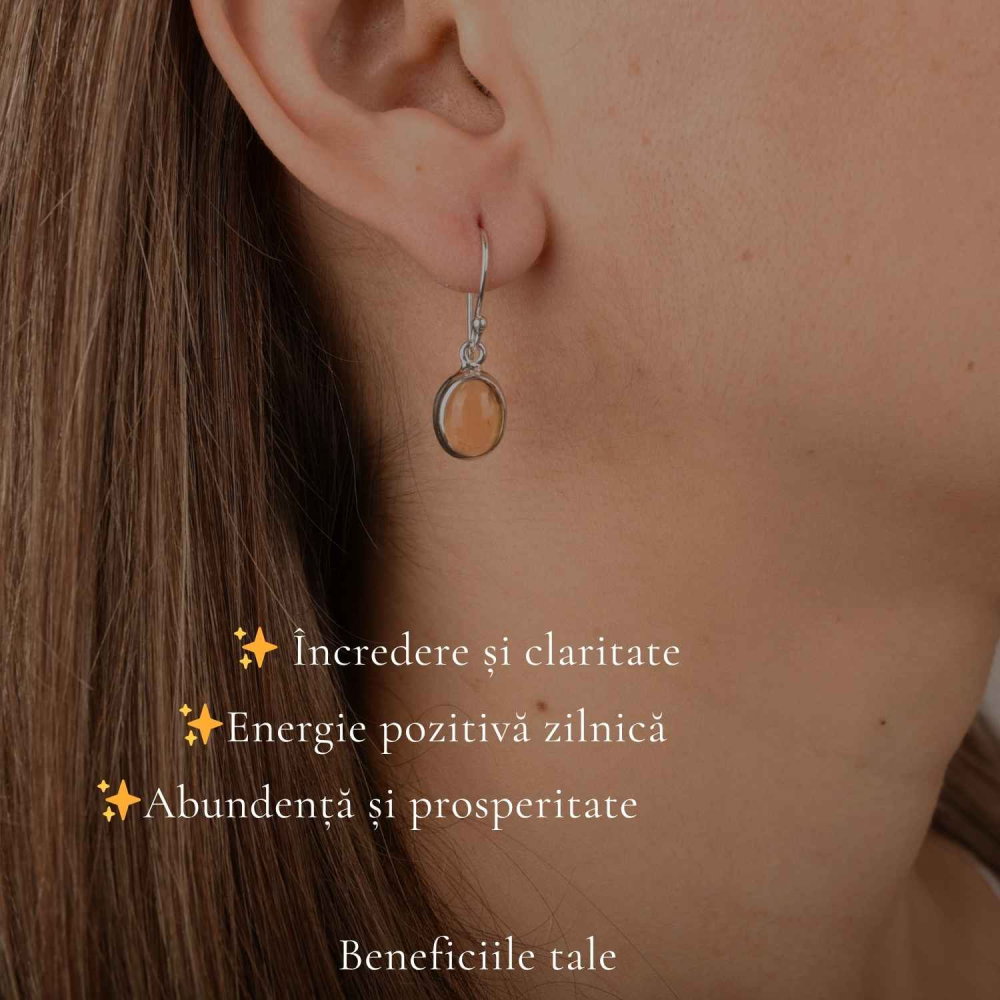 Cercei Argint 925 cu Citrin Oval – Energie Pozitiva si Echilibru Interior [3]