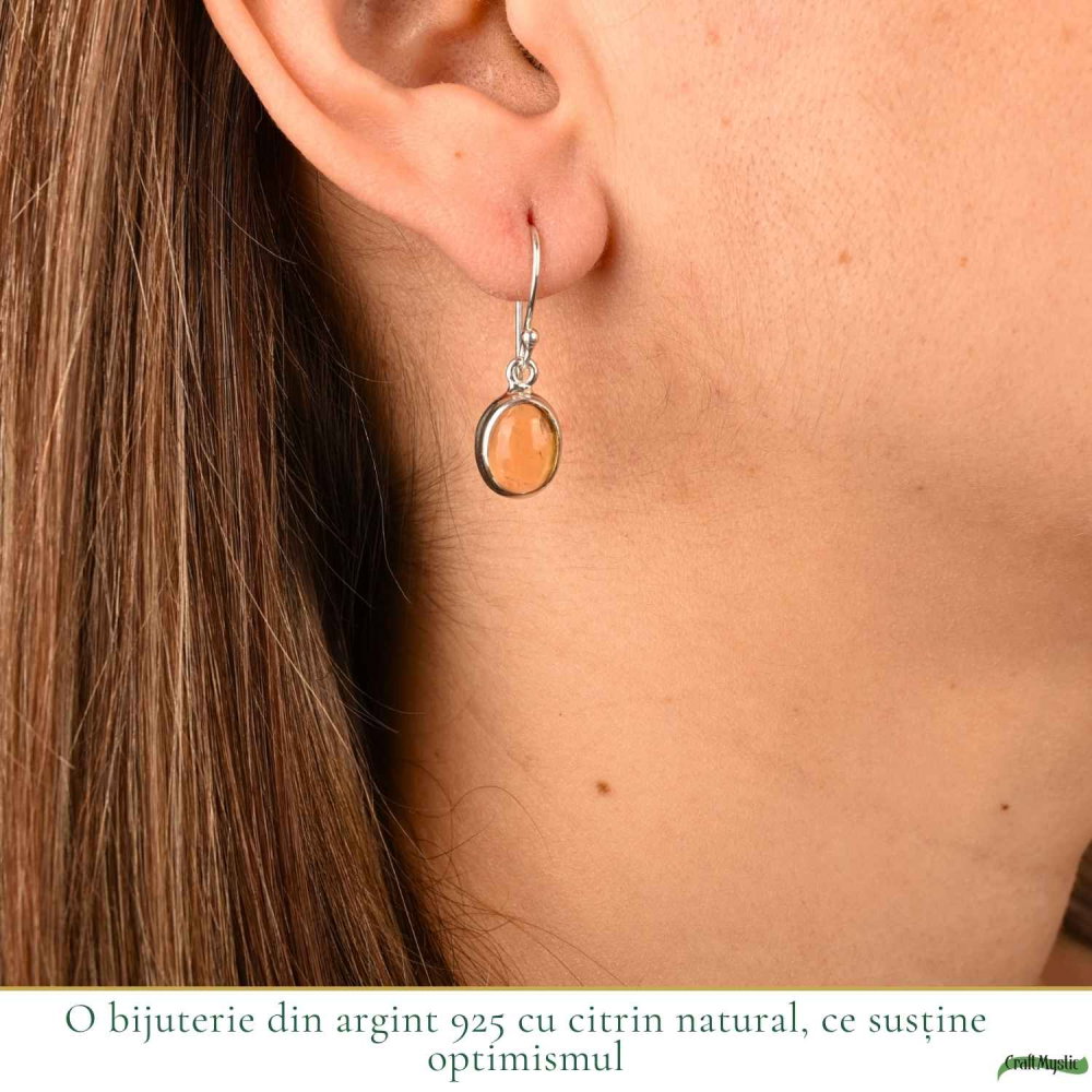 Cercei Argint 925 cu Citrin Oval – Energie Pozitiva si Echilibru Interior [2]
