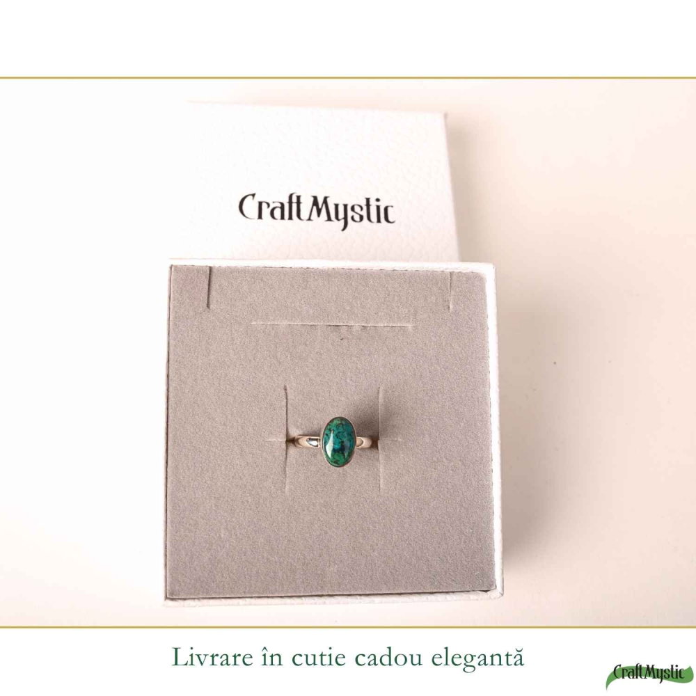 Inel Argint 925 cu Crisocola Ovala – Calm Interior si Feminitate Eleganta [6]