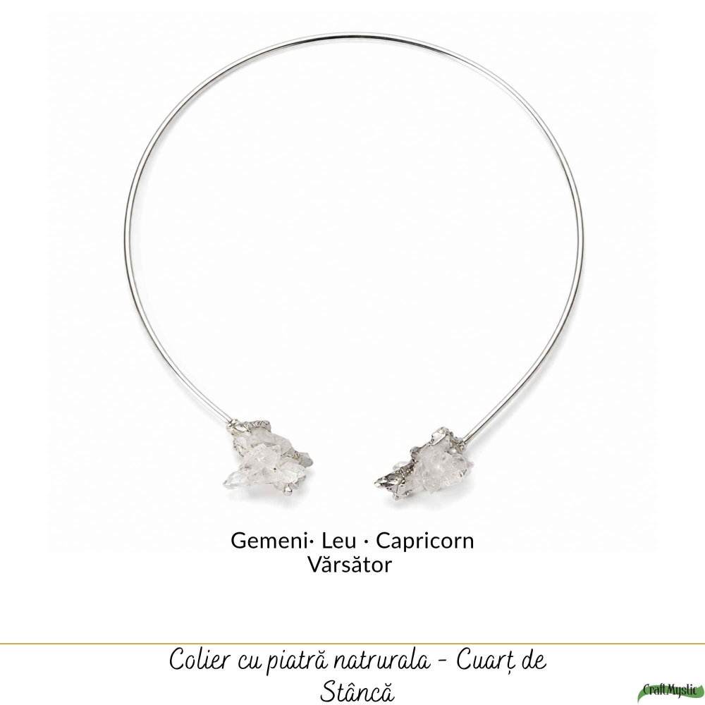 Colier Choker Argintiu cu Cuart de Stanca Natural – Claritate si Echilibru Energetic [5]