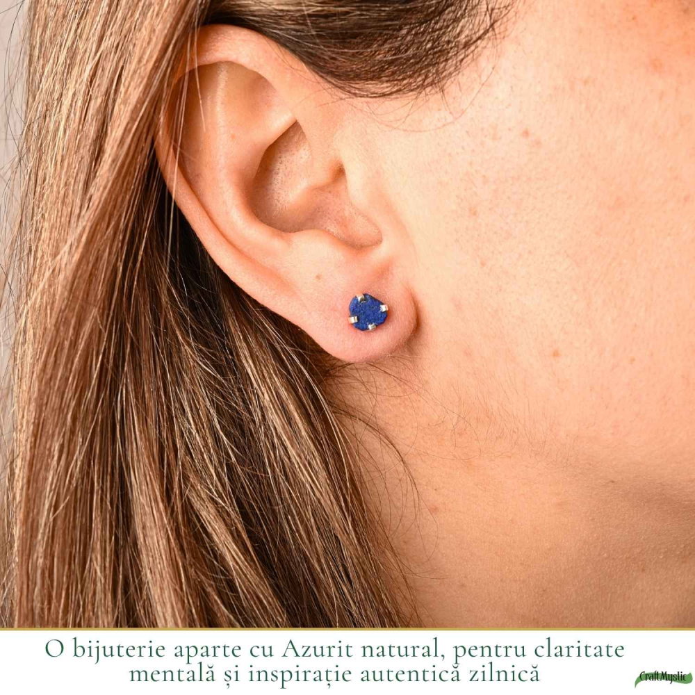 Cercei Argint 925 cu Azurit Brut Natural – Intuitie si Claritate Interioara [2]