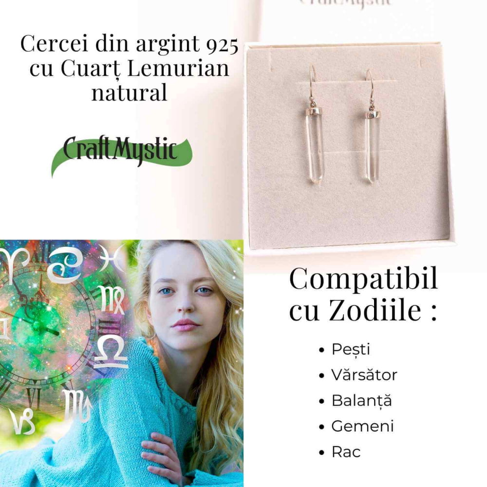 Cercei Argint 925 cu Cuart Lemurian Brut - Energie si Claritate [5]