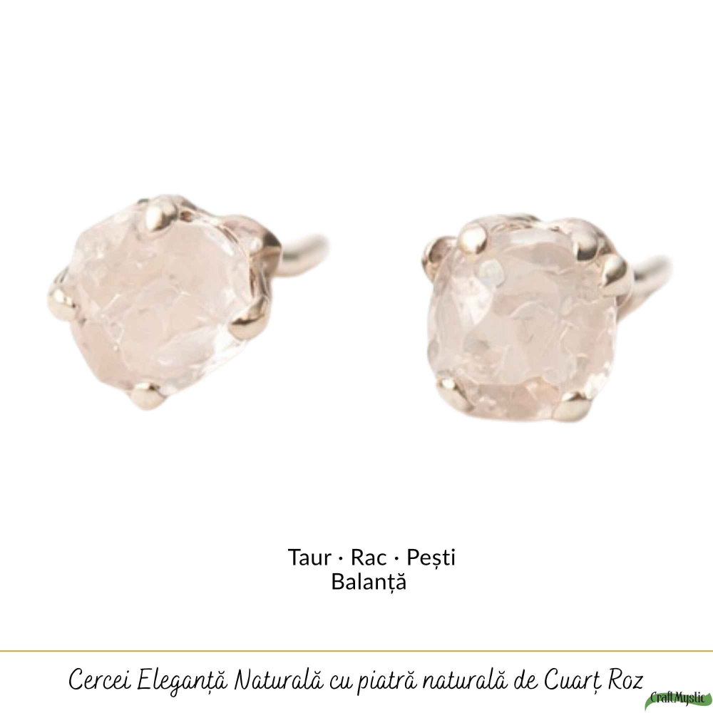 Cercei argint 925 cuart roz brut – iubire de sine si energie delicata [5]