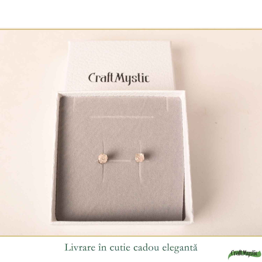 Cercei argint 925 cuart roz brut – iubire de sine si energie delicata [6]