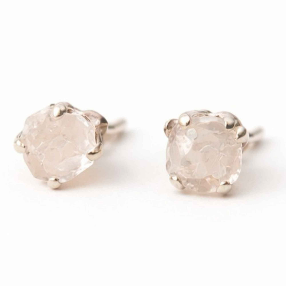 Cercei argint 925 cuart roz brut – iubire de sine si energie delicata [1]
