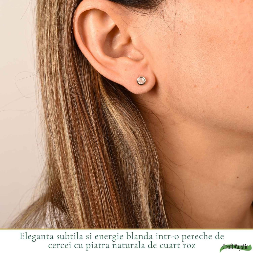 Cercei Argint 925 cu Cuart Roz Bobita – Iubire si Delicatețe Zilnica [2]