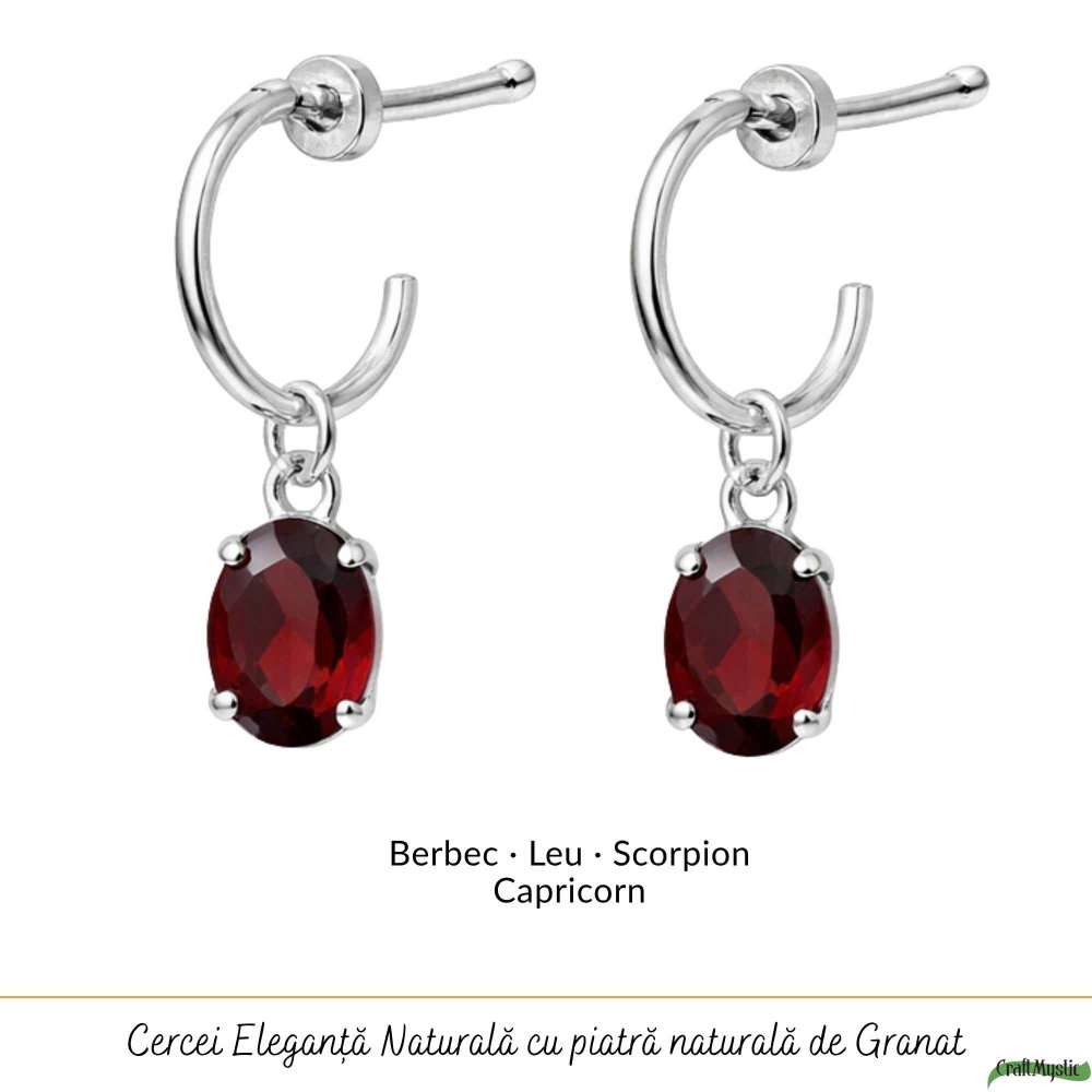 Cercei Argint 925 cu Granat Oval – Energie, Pasiune si Stabilitate [5]