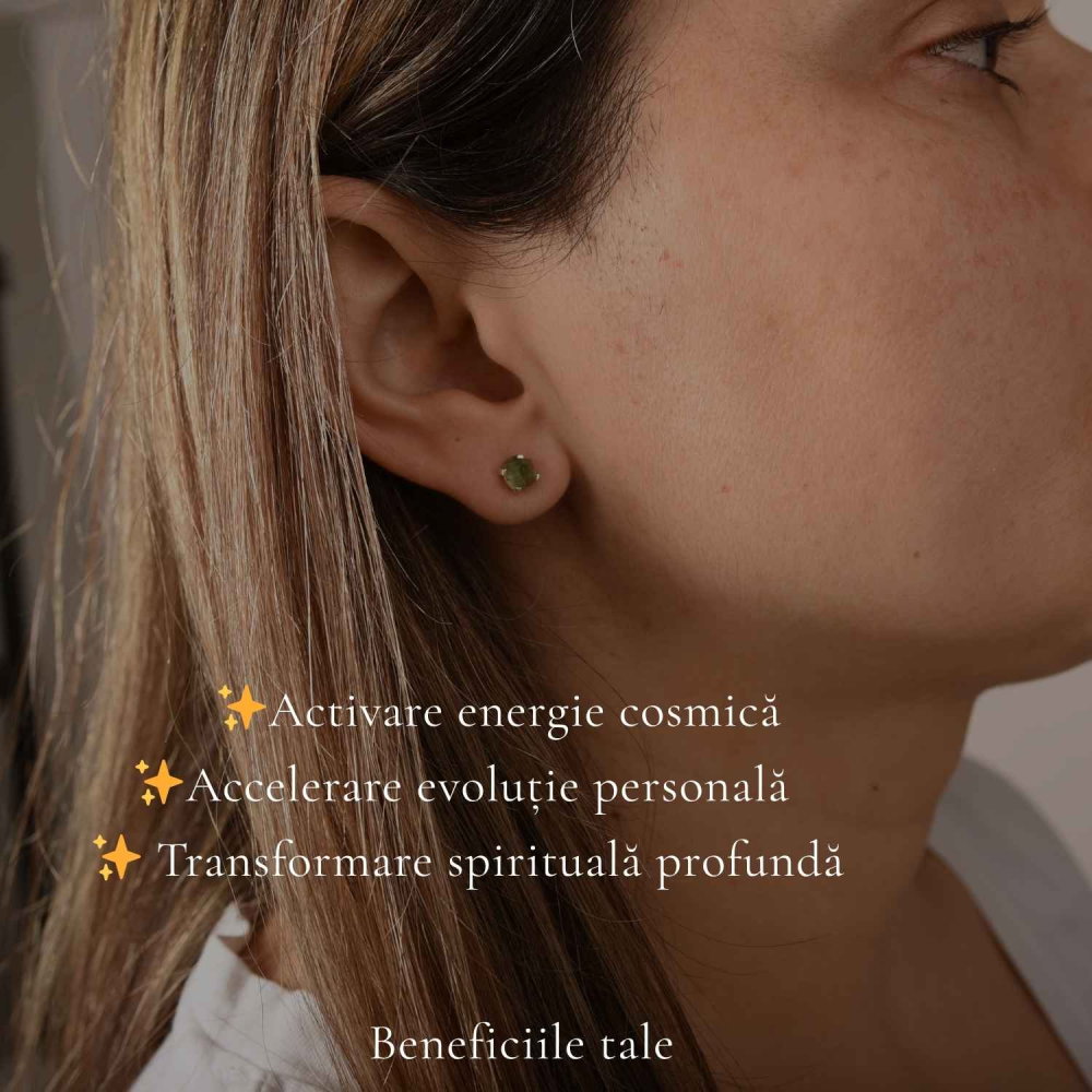 Cercei Argint 925 cu Moldavit Brut – Transformare si Energie Spirituala [3]