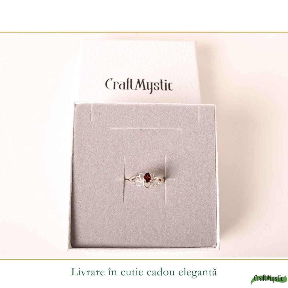 Inel Argint 925 cu Granat Lotus – Energie, Echilibru si Renastere [6]