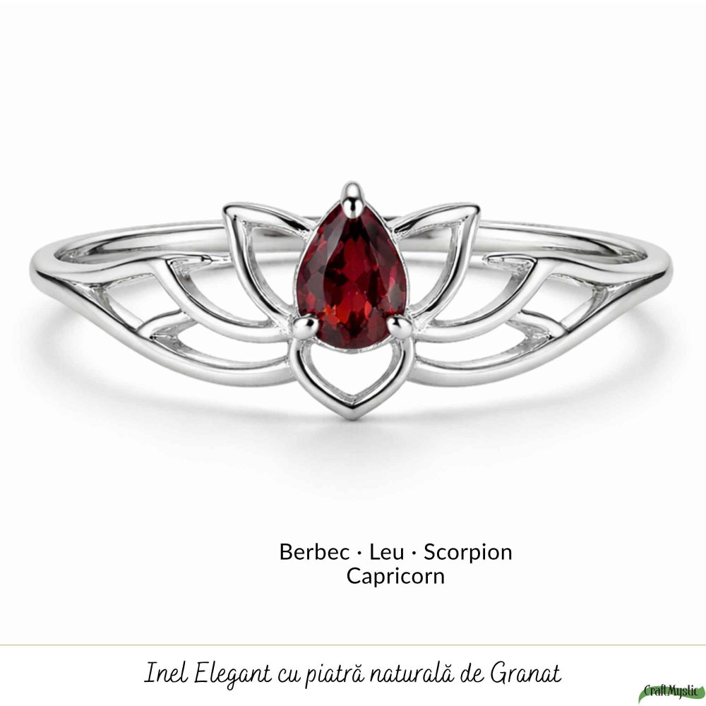 Inel Argint 925 cu Granat Lotus – Energie, Echilibru si Renastere [5]