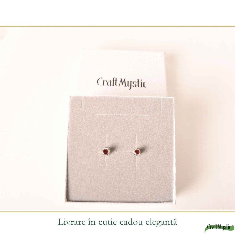 Cercei Argint 925 cu Granat Bobita – Energie, Stabilitate si Incredere [6]