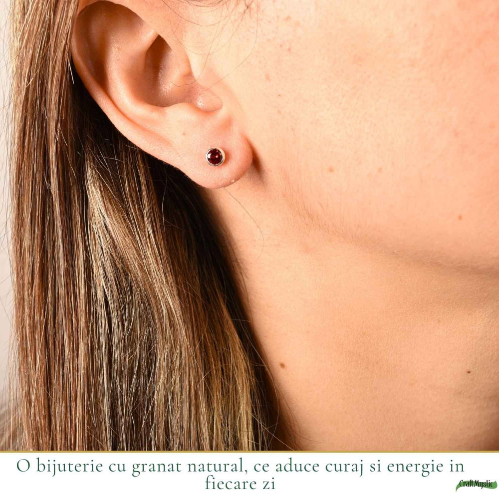Cercei Argint 925 cu Granat Bobita – Energie, Stabilitate si Incredere [2]