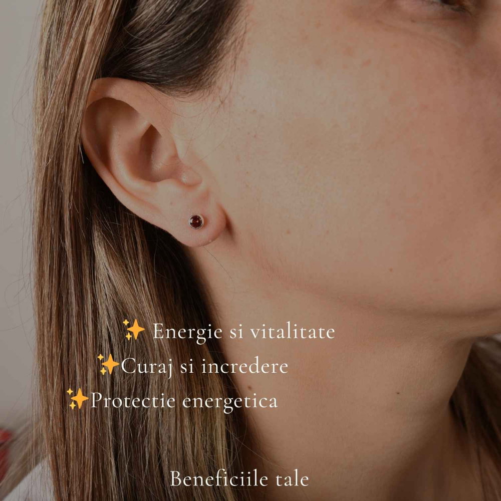 Cercei Argint 925 cu Granat Bobita – Energie, Stabilitate si Incredere [3]