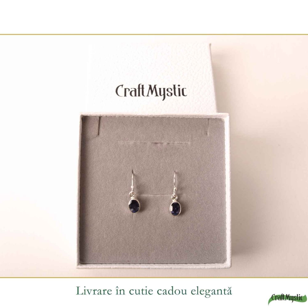 Cercei Argint 925 cu Iolit Fatetat Rotund – Claritate si Intuitie Feminina [6]