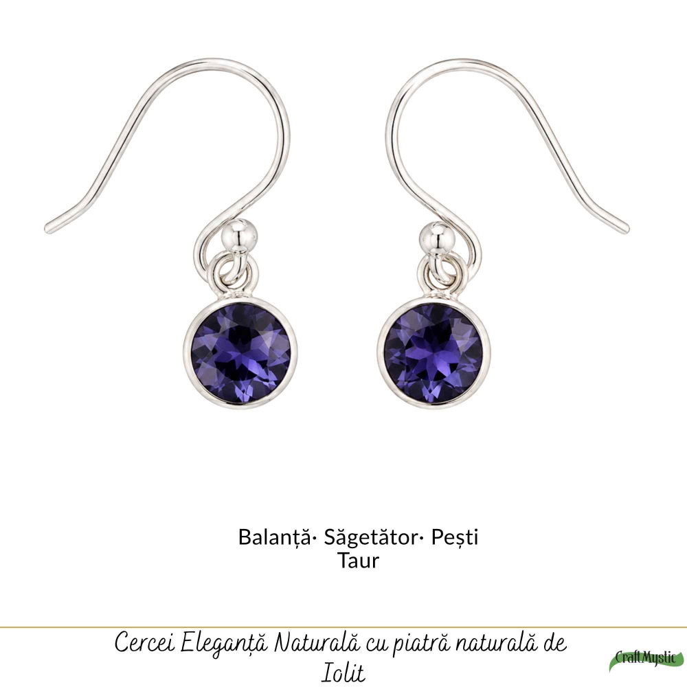 Cercei Argint 925 cu Iolit Fatetat Rotund – Claritate si Intuitie Feminina [5]