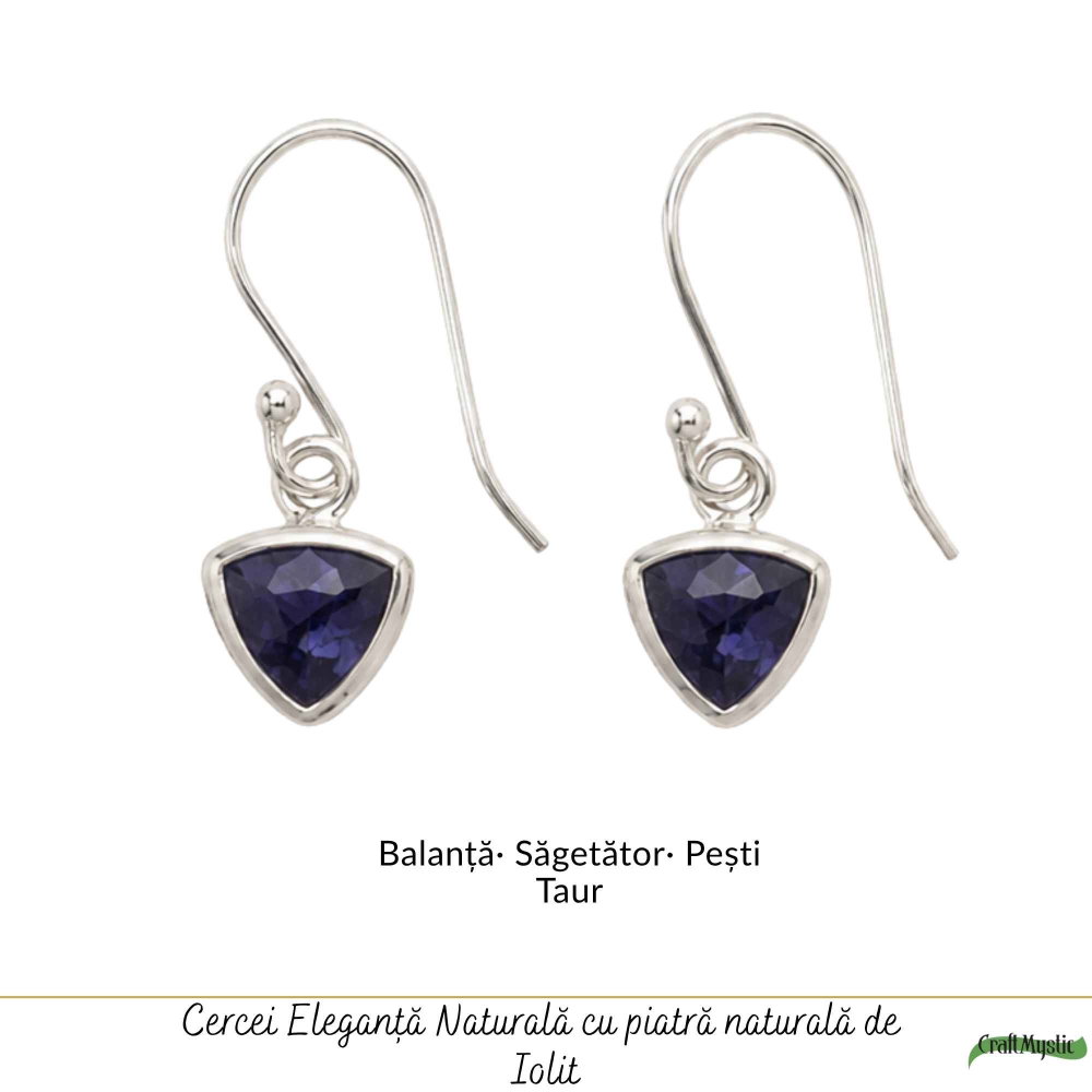 Cercei Argint 925 cu Iolit Fatetat Triunghi – Intuitie si Claritate Interioara [5]