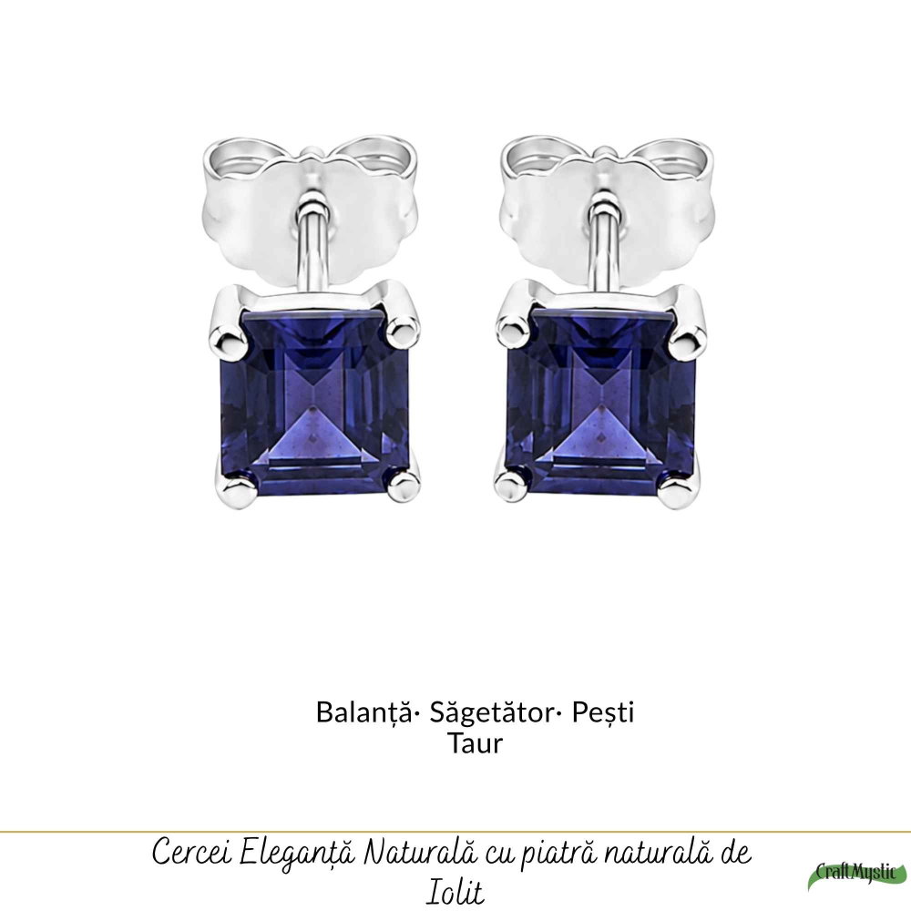 Cercei Argint 925 cu Iolit Fatetat Patrat – Eleganta si Claritate Interioara [5]