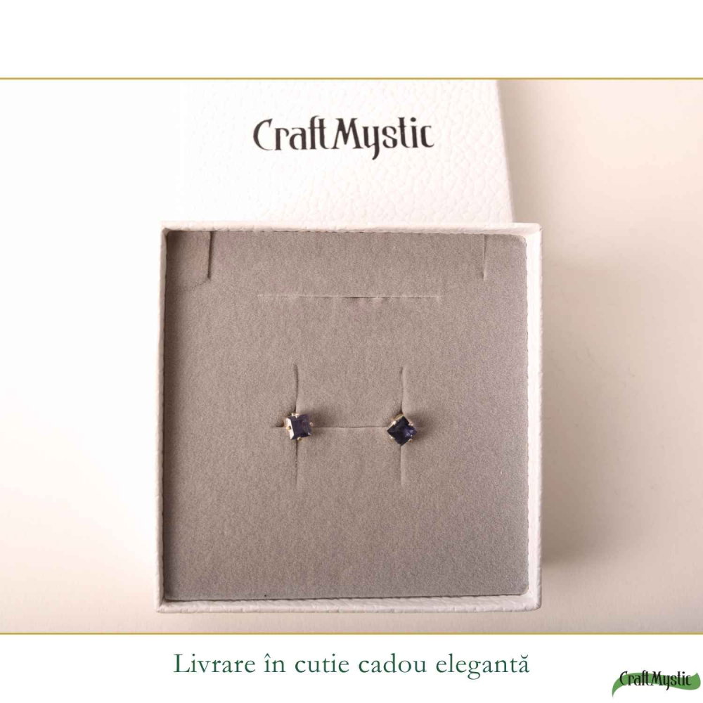 Cercei Argint 925 cu Iolit Fatetat Patrat – Eleganta si Claritate Interioara [6]