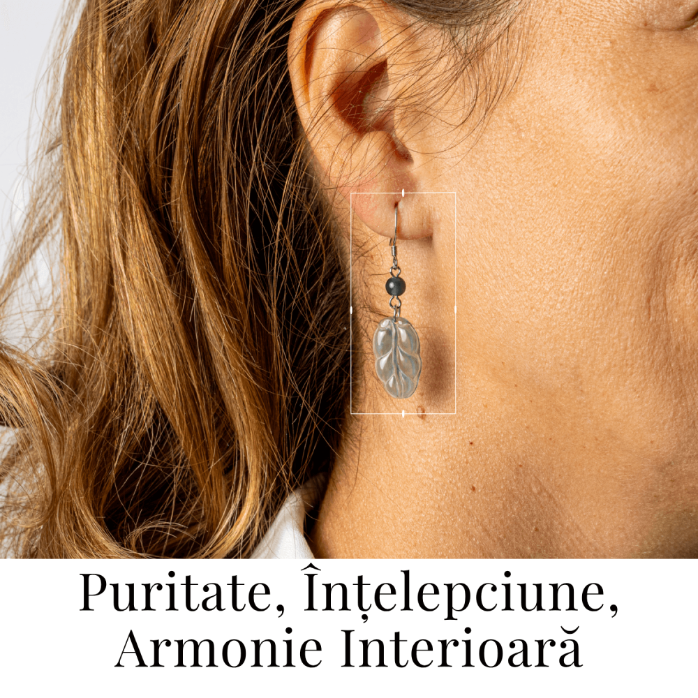 Cercei Argint 925 cu Jad Albastru Guatemala – Model Frunza Naturala pentru Puritate si Armonie Interioara [2]