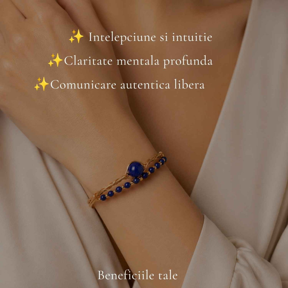 Bratara din Cupru cu Lapis Lazuli Natural – Intelepciune, Comunicare si Eleganta [3]