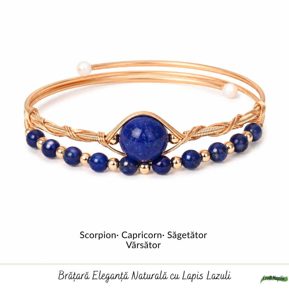 Bratara din Cupru cu Lapis Lazuli Natural – Intelepciune, Comunicare si Eleganta [5]
