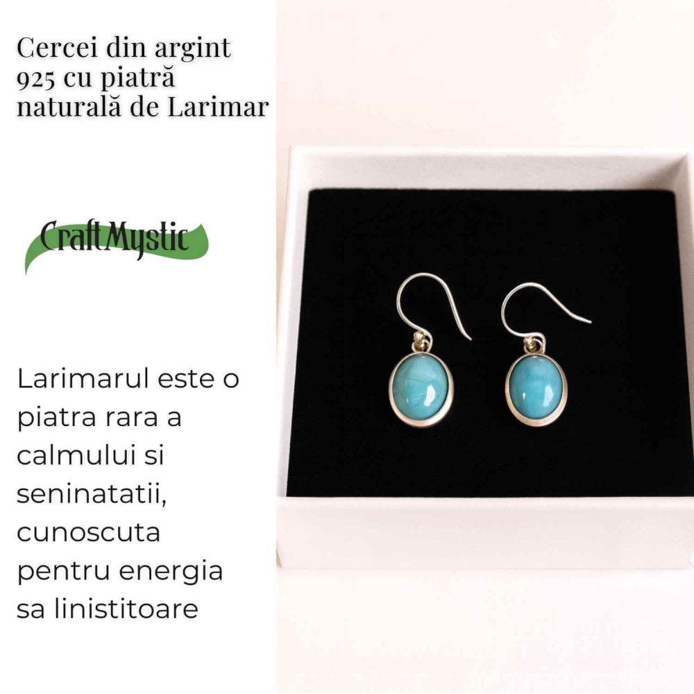 Cercei Argint 925 cu Larimar Oval – Armonie si Linstire Interioara [3]