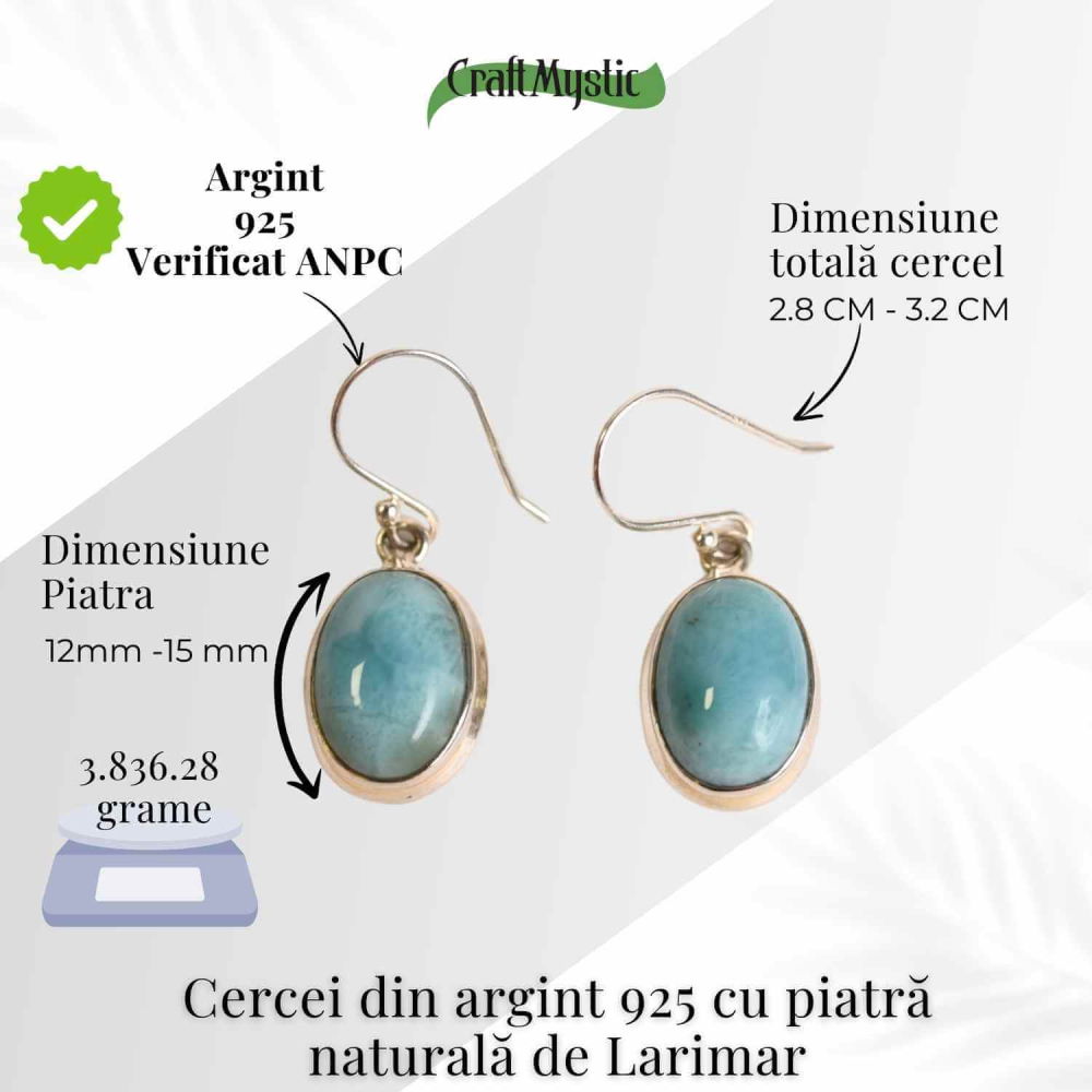 Cercei Argint 925 cu Larimar Oval – Armonie si Linstire Interioara [4]