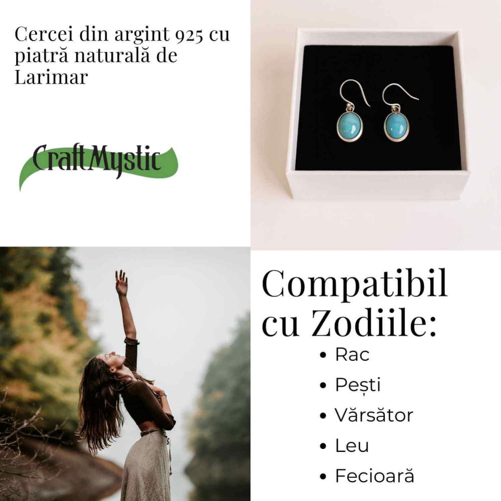 Cercei Argint 925 cu Larimar Oval – Armonie si Linstire Interioara [5]