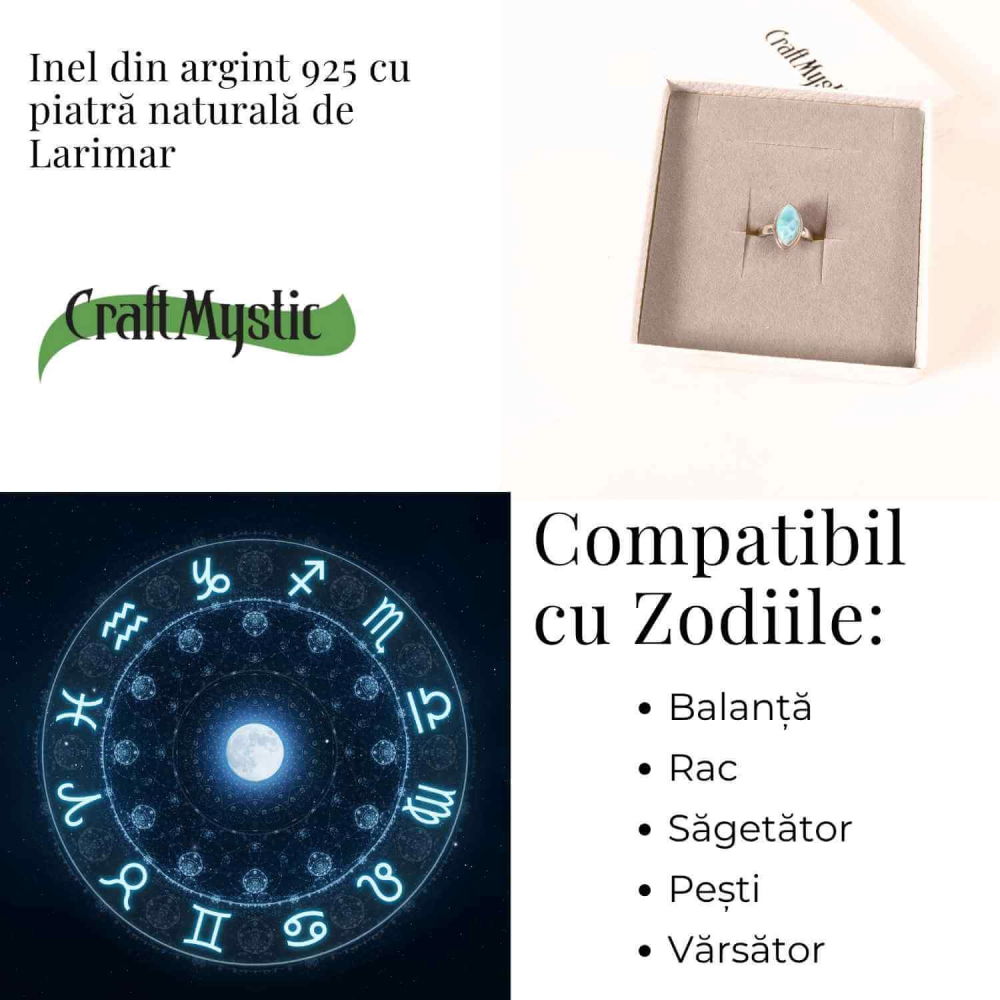 Inel Argint 925 cu Larimar in Forma de Lacrima – Liniste si Claritate Interioara [5]