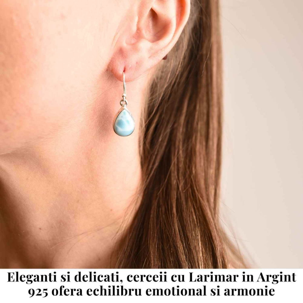 Cercei Argint 925 cu Larimar Lacrima – Calm si Purificare Emotionala [2]