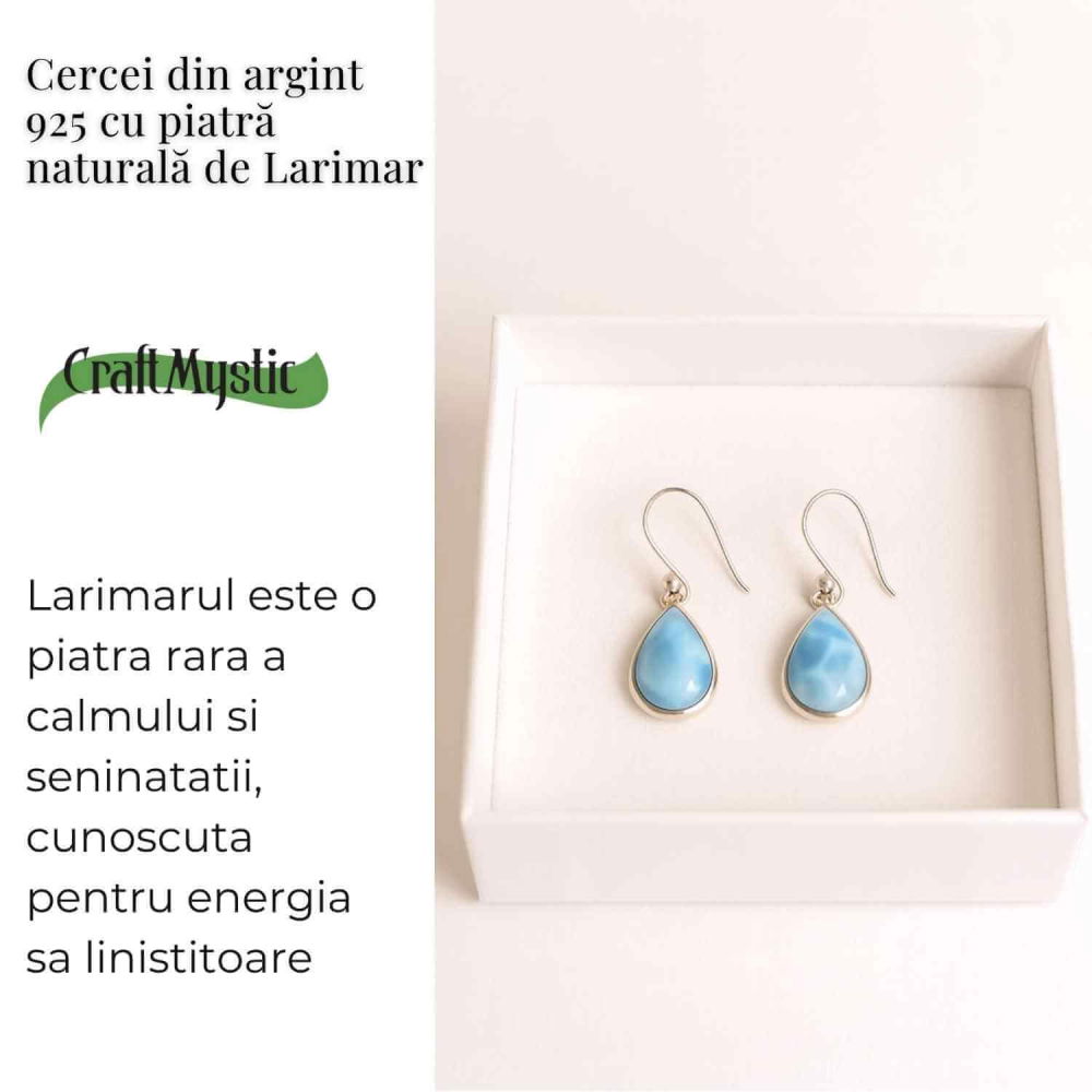 Cercei Argint 925 cu Larimar Lacrima – Calm si Purificare Emotionala [3]