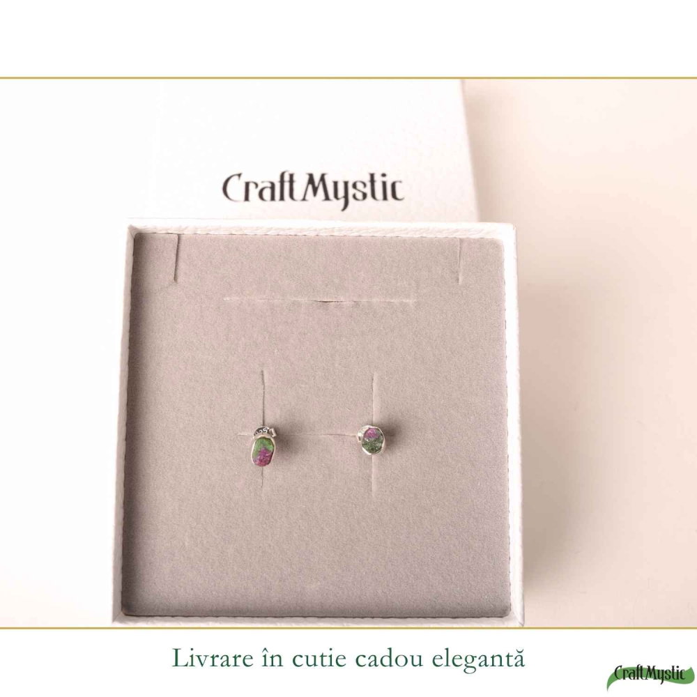 Cercei Argint 925 cu Ruby Zoisite Natural Oval – Energie si Echilibru Feminin [6]