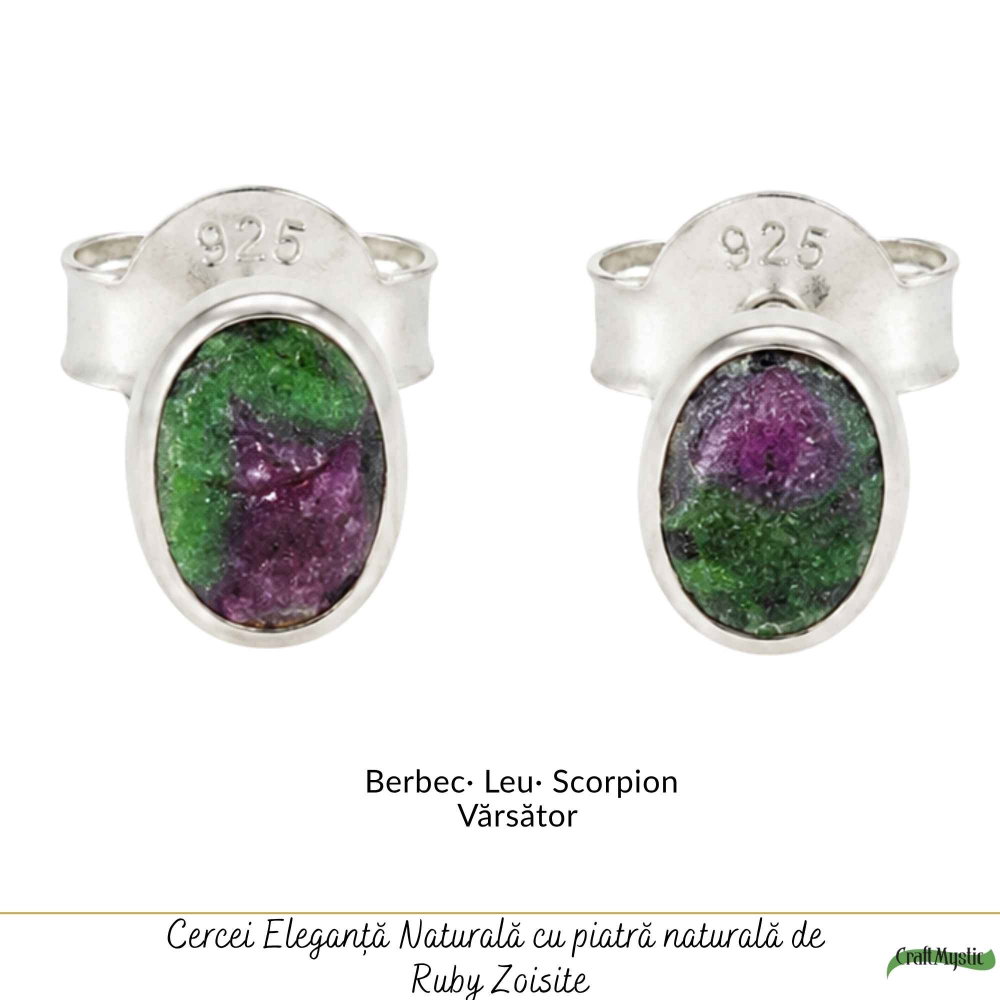 Cercei Argint 925 cu Ruby Zoisite Natural Oval – Energie si Echilibru Feminin [5]