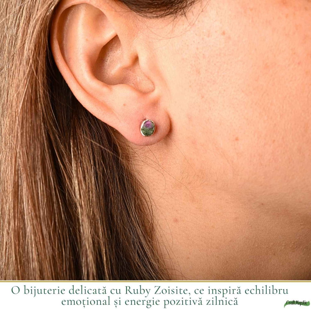 Cercei Argint 925 cu Ruby Zoisite Natural Oval – Energie si Echilibru Feminin [2]