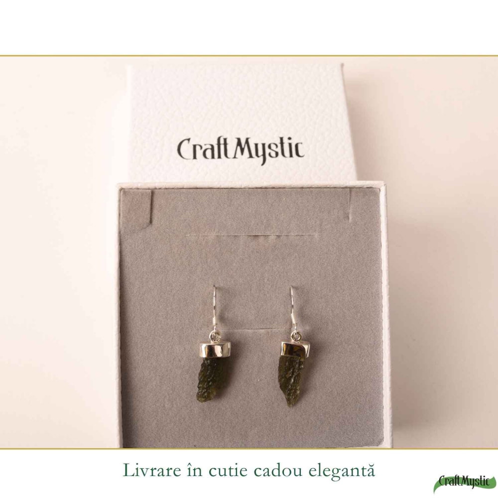 Cercei Argint 925 cu Moldavit Brut – Echilibru si Energie Naturaa [6]
