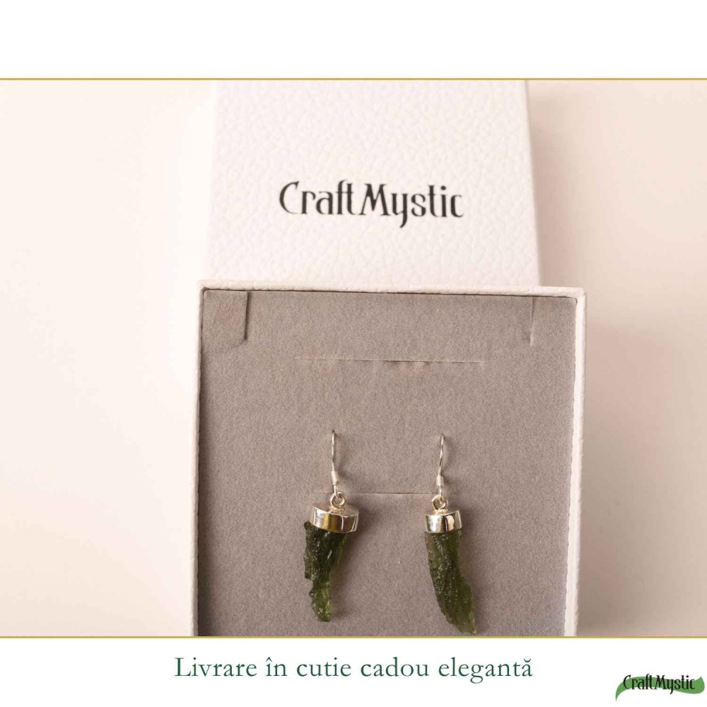 Cercei Argint 925 cu Moldavit Brut – Energie si Echilibru Interior [6]