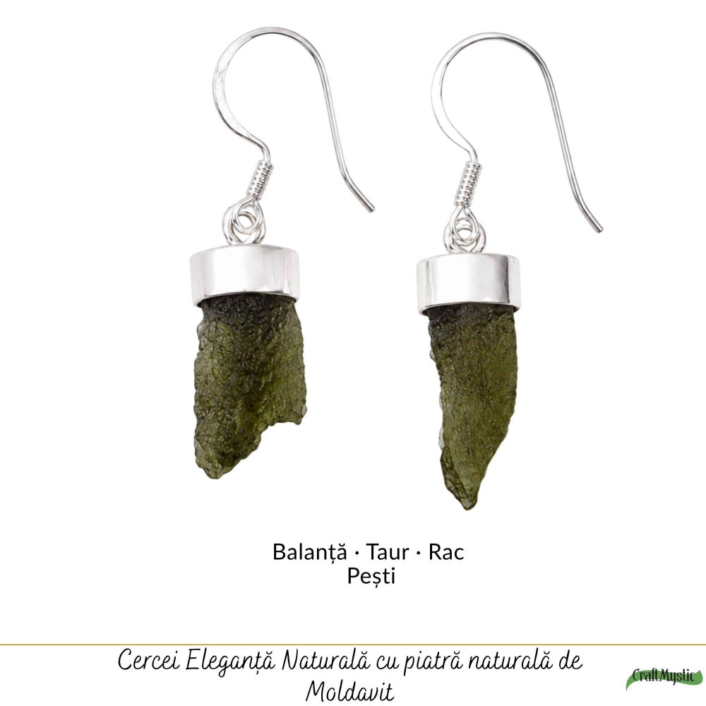 Cercei Argint 925 cu Moldavit Brut – Echilibru si Energie Naturaa [5]