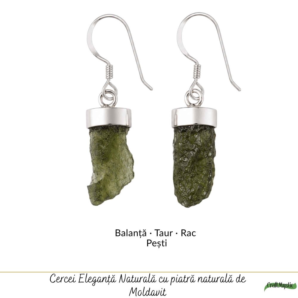 Cercei Argint 925 cu Moldavit Brut – Energie, Echilibru si Transformare [5]