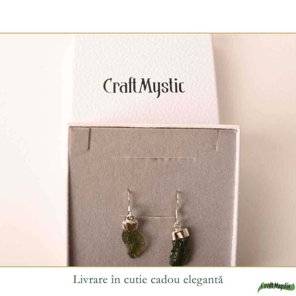 Cercei Argint 925 cu Moldavit Brut – Energie, Echilibru si Transformare [6]