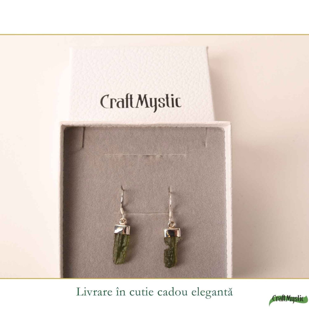 Cercei Argint 925 cu Moldavit Brut – Energie si Transformare Autentica [6]