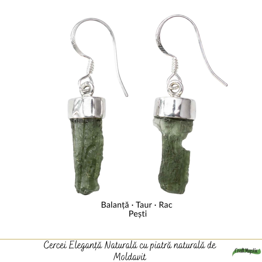 Cercei Argint 925 cu Moldavit Brut – Energie si Transformare Autentica [5]
