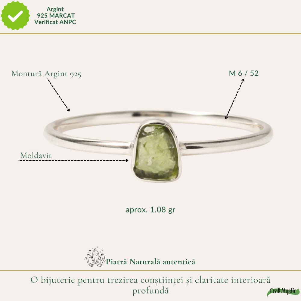 Inel Argint 925 cu Moldavit Brut Neregulat – Transformare si Claritate [4]