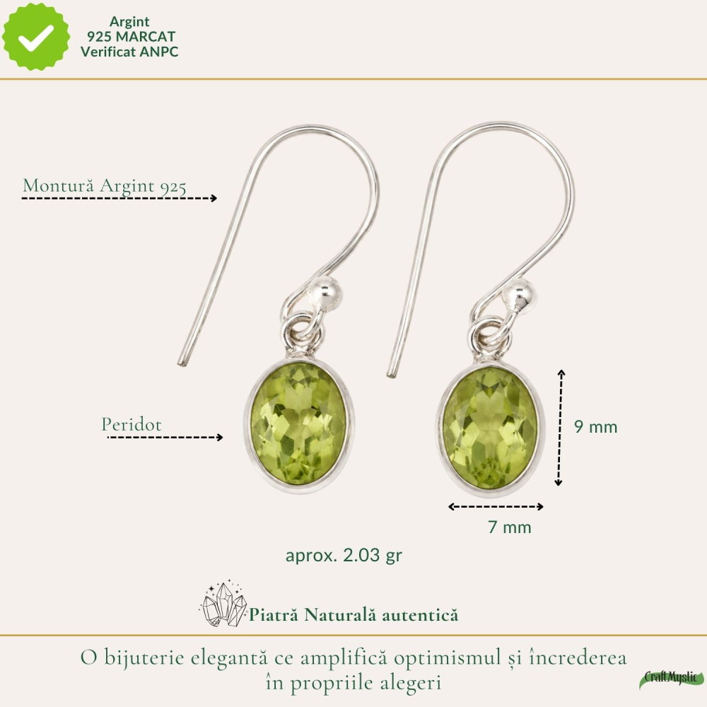 Cercei Argint 925 cu Peridot Oval Fatetat – Prosperitate si Echilibru Interior [4]