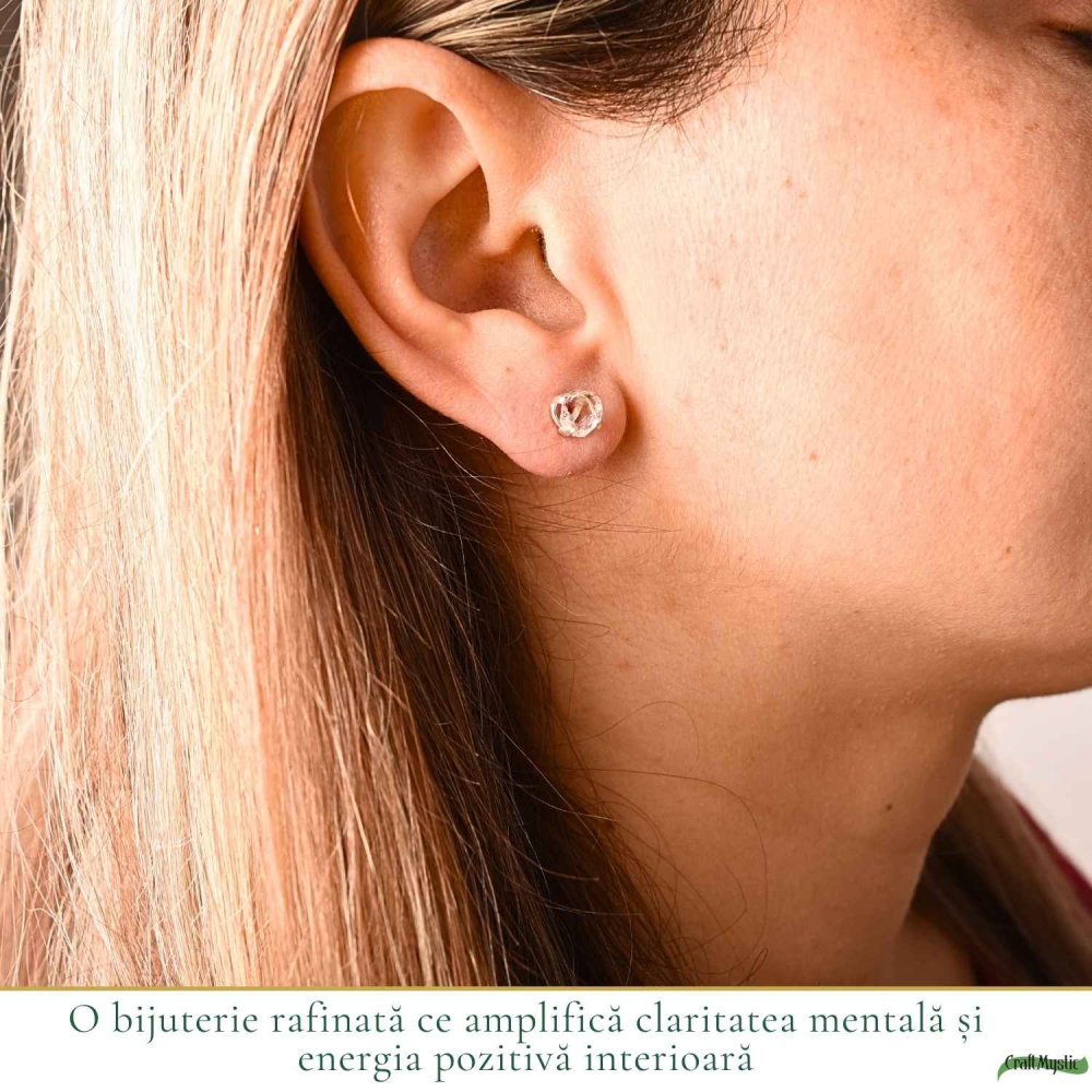 Cercei Argint 925 cu Cuart de Stanca Brut – Claritate si Energie Pozitiva [2]