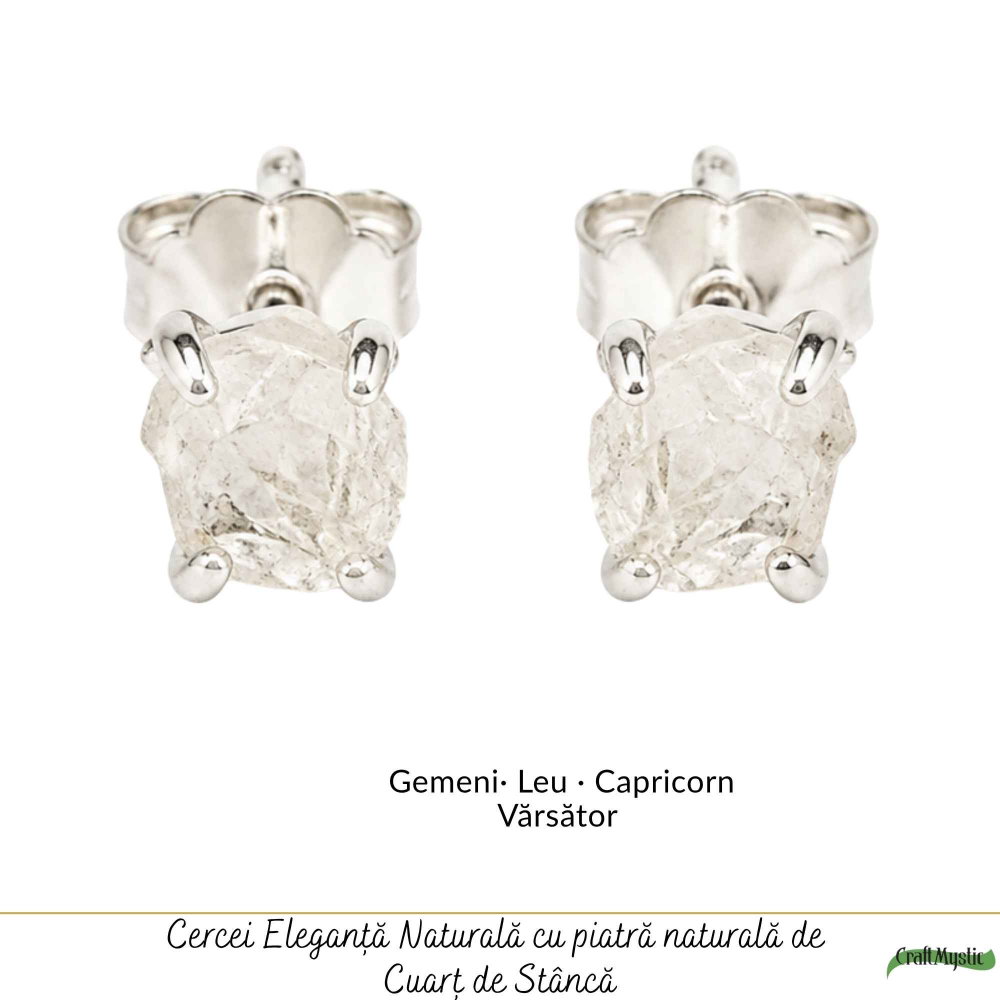 Cercei Argint 925 cu Cuart de Stanca Brut – Claritate si Energie Pozitiva [5]