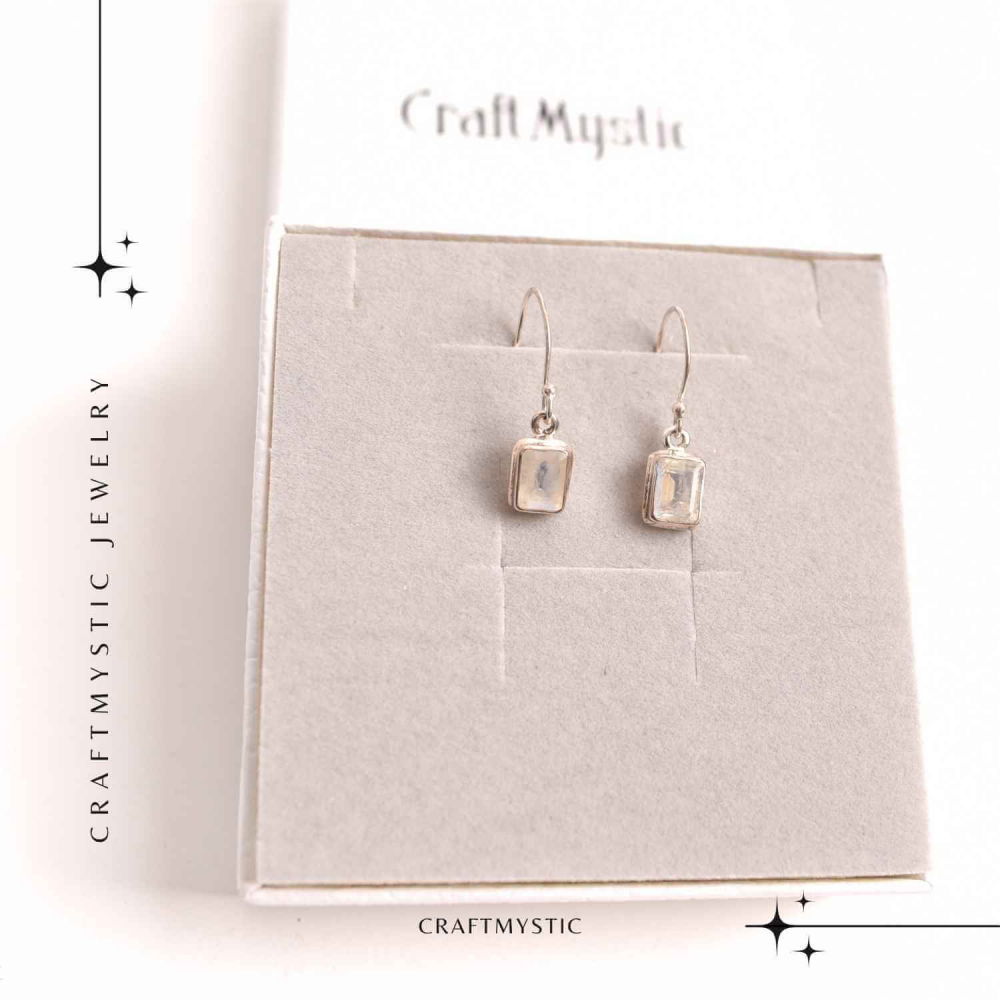 Cercei argint 925 cu Piatra lunii Curcubeu Fatetat [6]